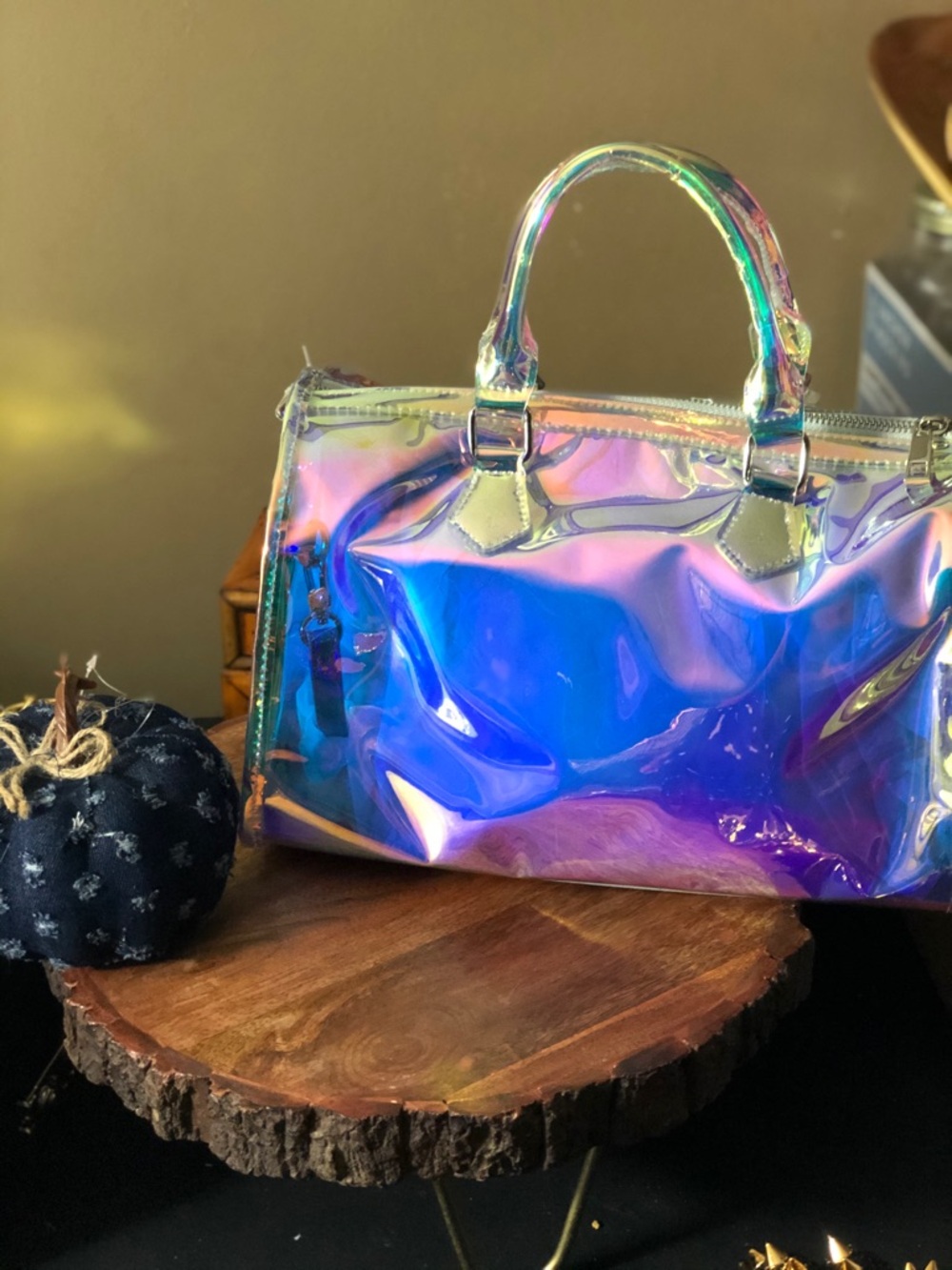 Iridescent Holographic Satchel - Multi-Color